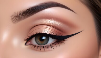 Obraz premium Detailed facial close-up of a female with skillfully executed makeup