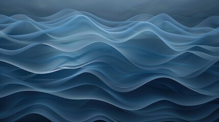 Fototapeta premium Graceful blue waves overlap, creating a mesmerizing abstract background with a soothing feel. Gentle curves and flowing lines form a modern design evoking energy and fluidity