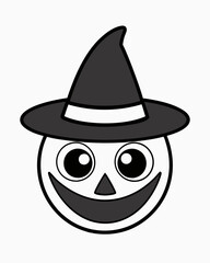 Halloween creepy with Halloween hat vector icon in white background