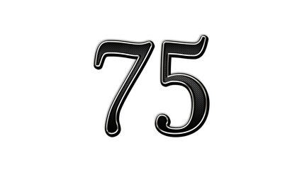 Naklejka premium black metal 3d design of number 75 on white background.