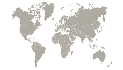 World map. Grey modern vector map. Silhouette map.
