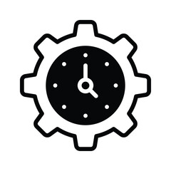Clock with gear showing concept vector of time management, high quality graphics