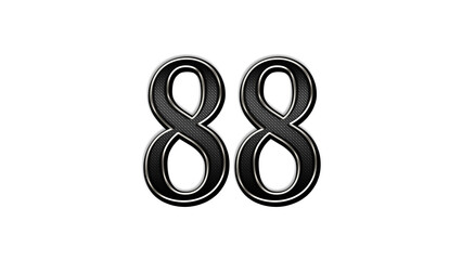 black metal 3d design of number 88 on white background.