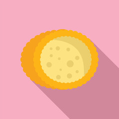 Two round cookies with filling are lying on top of each other on pink background