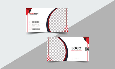 Modern Business Card  simple and clean Print Template Flat living coral color Double sided Minimal style Design Identity Layout