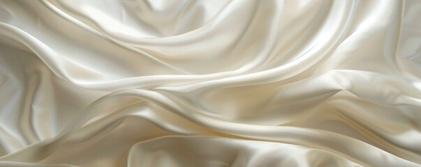 Obraz premium Smooth white silk or satin texture for weddings and events, with elegant wave pattern. Perfect for fashion and design projects. Drapes beautifully with shiny, soft material