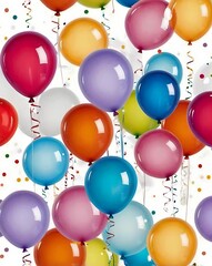 Festive background with colorful balloons. Celebrate birthday, Poster, banner happy birthday. Realistic decorative design elements. illustration Balloon 3d object, colorfu, isolated on white backgroun