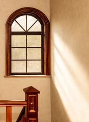 Wooden staircase corner window