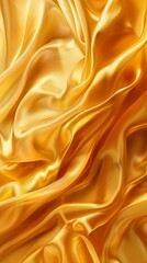 Fototapeta premium Golden silk fabric draping elegantly, creating luxurious background with smooth texture and beautiful pattern perfect for fashion or design projects