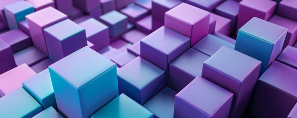 Glossy purple and blue cubes create a vibrant, modern 3d background