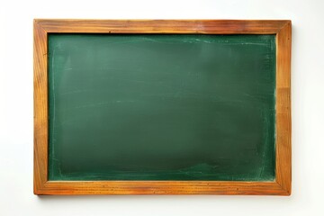 Chalkboard in wooden frame isolated on a white background. Green blackboard background texture