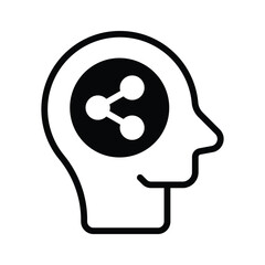 Share button with human mind denoting concept icon of idea share