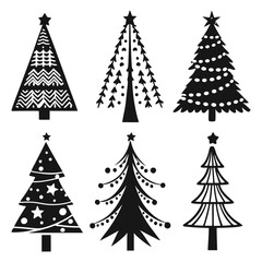 Obraz premium Merry Chrismas tree icon set on gray background vector illustration flat desingAdobe Illustrator Artwork
