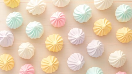 Colorful Marshmallows on Wooden Background.