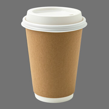 White cap brown paper Recyclable Double Wall Kraft Coffee cup mug