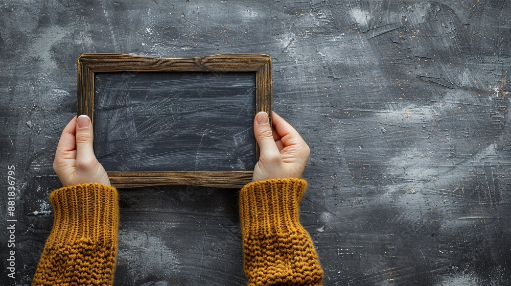 Poster educator making a to-do list for the school day stock photo with copy space