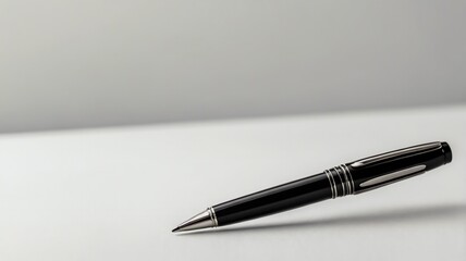 black pen, blank mockup isolated on a grey and white background.