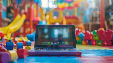 Teacher checking a lesson plan on a laptop Stock Photo with copy space