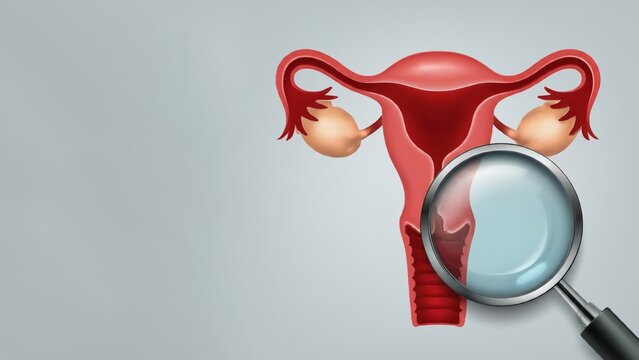 magnification of vulva, clitoris. Metaphor of exploring female sexuality - spot-g and vaginal orgasm, stimulation of clitoris, erogenous zone illustration