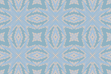 Ikat ethnic seamless pattern design. Abstract geometric Aztec fabric carpet mandala ornaments textile decorations wallpaper. Tribal boho native