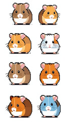 set hamsters isolated on white background