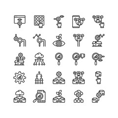 Set of Statistical analysis outline icon and illustration