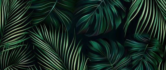 tropical palm leaf and shadow, abstract natural green background