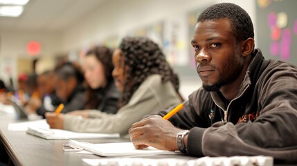 Group of teachers reviewing student work and providing feedback Stock Photo with copy space