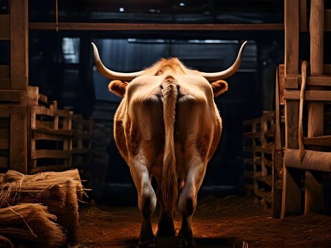 Bck view of cow on the farm