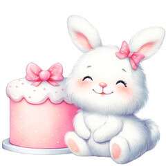 Cute bunny with a cake