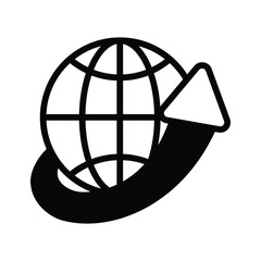 A globe with an arrow symbolizing worldwide connection and communication