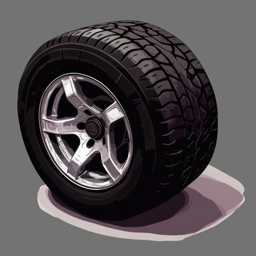 recommend clip art: cartoon illustration Spare tire wheel isolated cut out transparent background and shadow