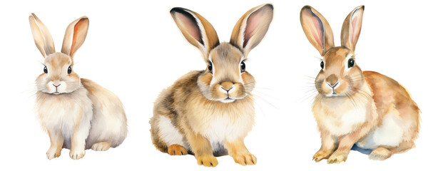 Obraz premium watercolor rabbit cut out transparent brown
