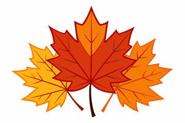 Elegant vector art illustration design of autumn maple leaves in vibrant fall colors