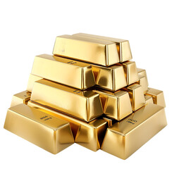 Gold bars isolated on Transparent background. 