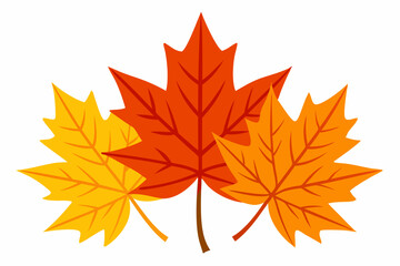 Elegant vector art illustration design of autumn maple leaves in vibrant fall colors