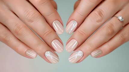Fototapeta premium Natural nails art with beautiful manicure