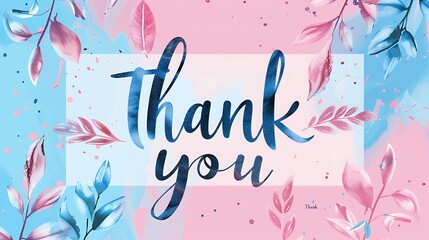 Obraz premium Serene Minimalist Thank You Card with Soft Pastel Gradient and Modern Lettering