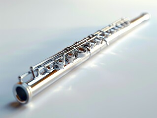 Fototapeta premium Elegant Flute Isolated on White Background - Musical Instrument Concept