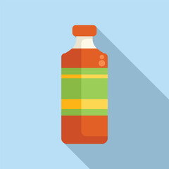 Fototapeta premium Glass bottle containing a liquid with bubbles is standing with a blue background