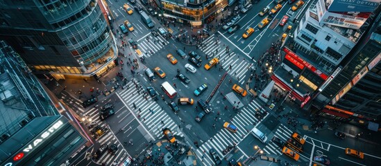 Obraz premium Aerial View of a Busy City Intersection