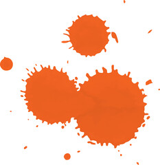 Orange ink paint spots. Orange watercolor stain. Bright, positive artwork for your holiday design.