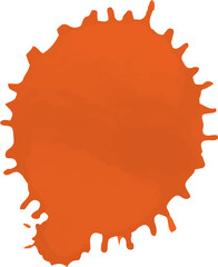 Orange paint Ink splash. Grunge orange Ink Stain. Bright Holi festival paint blot