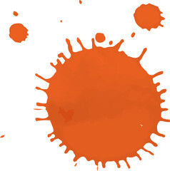 Orange paint Ink splash. Grunge orange Ink Stain. Bright Holi festival paint blot