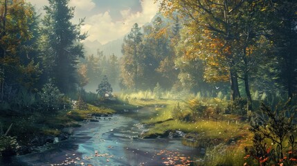 Obraz premium Serene Forest Stream