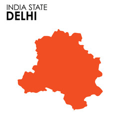 Delhi map of Indian state. Delhi map vector illustration. Delhi vector map on white background.