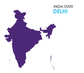 Delhi map of Indian state. Delhi map vector illustration. Delhi vector map on white background.