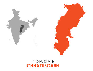 Chhattisgarh map of Indian state. Chhattisgarh map vector illustration. Chhattisgarh vector map on white background.
