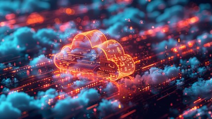 A vibrant 3D illustration of a cloud with embedded security locks, highlighting the importance of security in cloud technology.