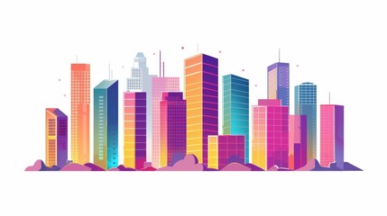Obraz premium Colorful Cityscape with Vibrant Towers